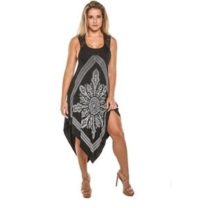 Cynthia Mehra Y2K Mandela Festival Dress Hanky Hem Batik Bohemian Hippie Size S